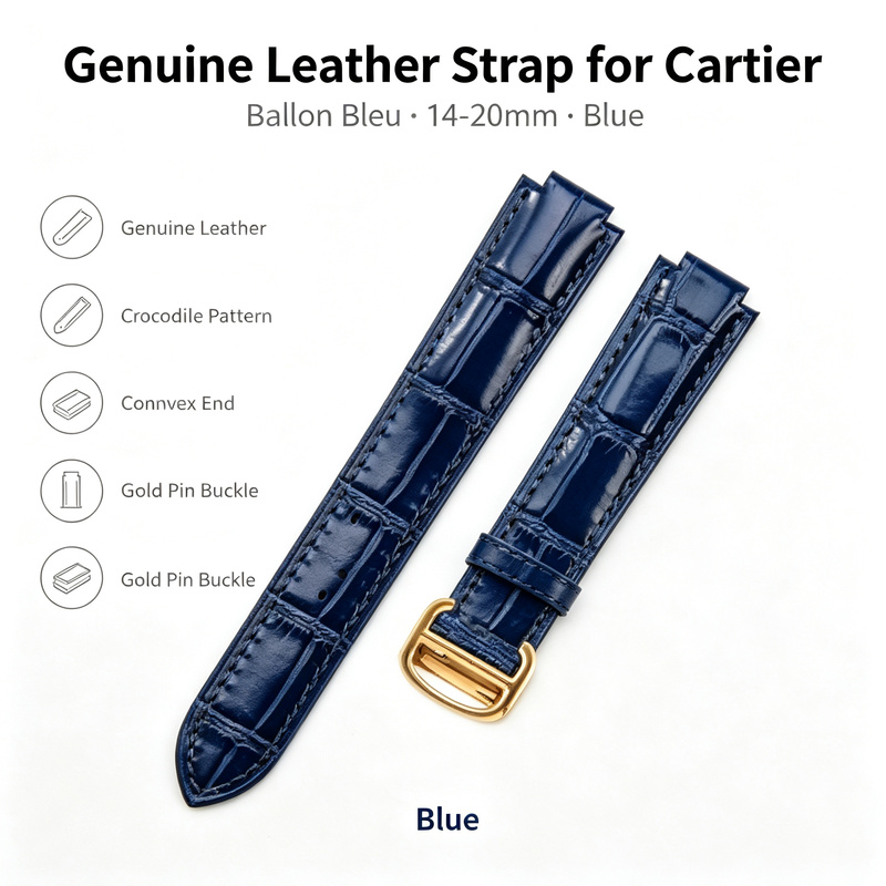 14-20mm Genuine Leather Strap  - огляд і ціна Cartier Watch Ballon Bleu